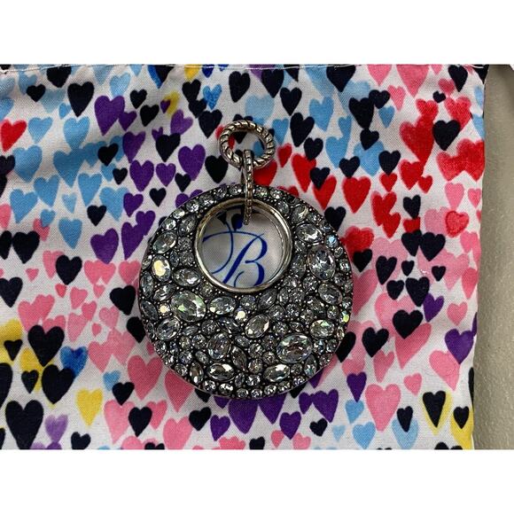 Brighton Reversible Pendant Silver Tone Rhinestone Chunky Statement Round Large - Picture 6 of 13